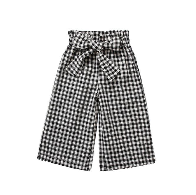 Filles été coton Shorts décontracté été enfants vêtements bébé filles vêtements Plaid Bow large jambe Shorts 6 8 10 12 14 ans
