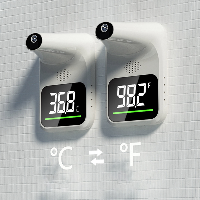 Wall Mounted Body Thermometer Infrared Forehead Thermometer LED Dual Screen Display For Public Places Adults Child Elder