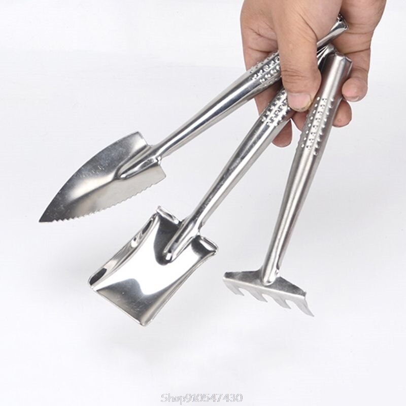 3pcs/set Stainless Steel Gardening Kit Shovel Spade Rake Mini Garden Tool for Digging Planting O29 20