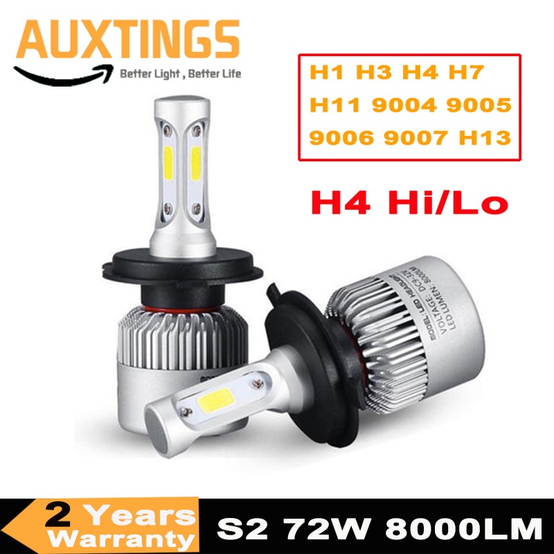S2 H4 H7 H11 H1 Auto LED Scheinwerfer Lampen 72W LED 9005 9006 H3 H13 9004 9007 Hallo/ lo COB Auto Scheinwerfer Nebel Lichter Kit 6500K 12V 24V