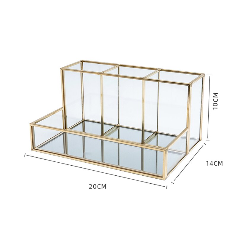 Noordse transparante glazen kwastenhouder, make-up opbergdoos, bureau, boodschappentas, lippenstiftkussen zonder hoes, stofdichte organizer: 9