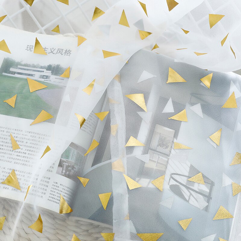 Triangle impression motif rideaux salon chambre Transparent Polyester Fiber rideaux facile à installer décor à la maison rideaux