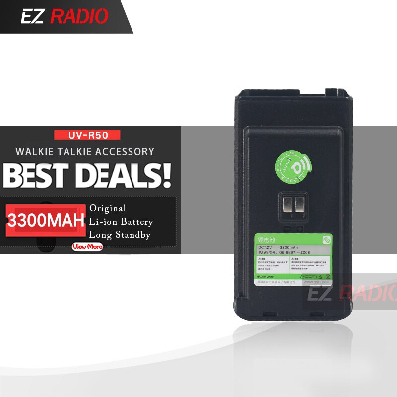 Originele 3300Mah Batterij Voor Quansheng TG-R50 UV-R50 Walkie Talkie TG-UVR50 UV-R50-2 UV-R50-1 Batterij Ham Radio SQ-UV25 Dc 3.7V: Black