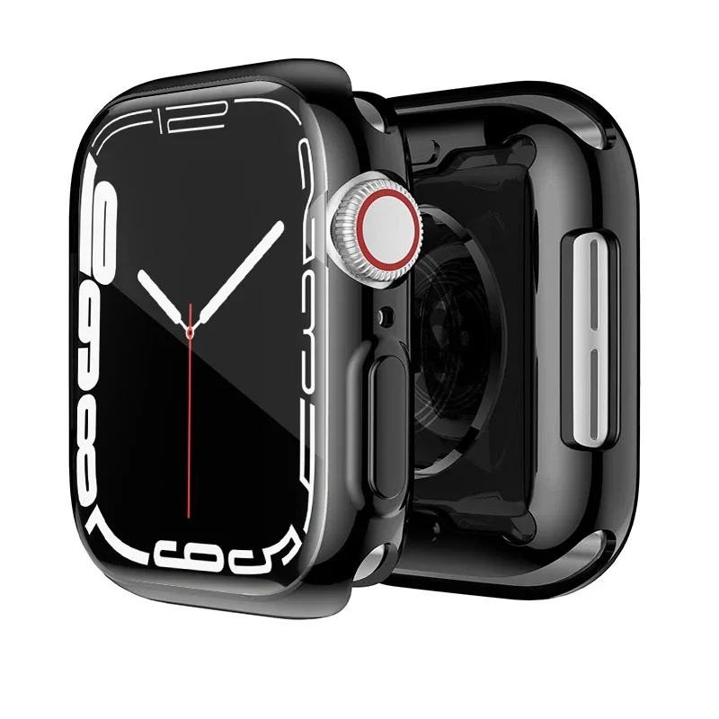Screen Protector For Apple Watch case 45mm 41mm 44MM 40MM Full TPU bumper Cover 42mm 38MM accessories iwatch series 7 SE 6 5 4 3: 7 Color Fast Flash / 2 - 3.9 Inches