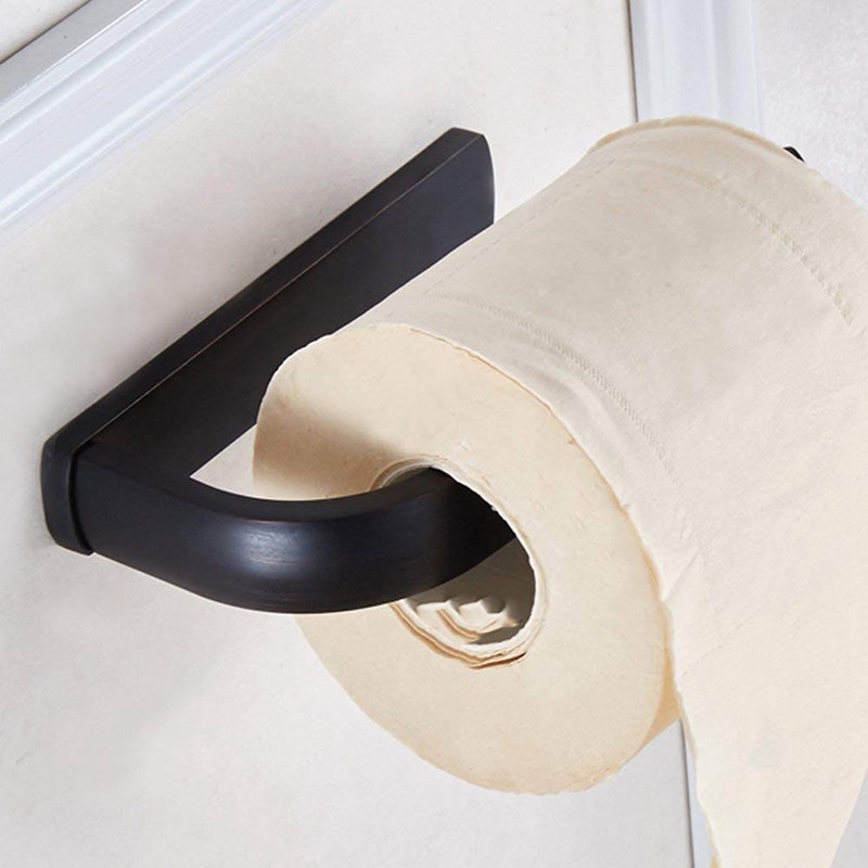 Toilet Black Oil Rubbed Bronze Finish Half Open Toilet Roll Paper Rail Holder Wall Mounted Convenient Toilet Tissue Sing: Default Title