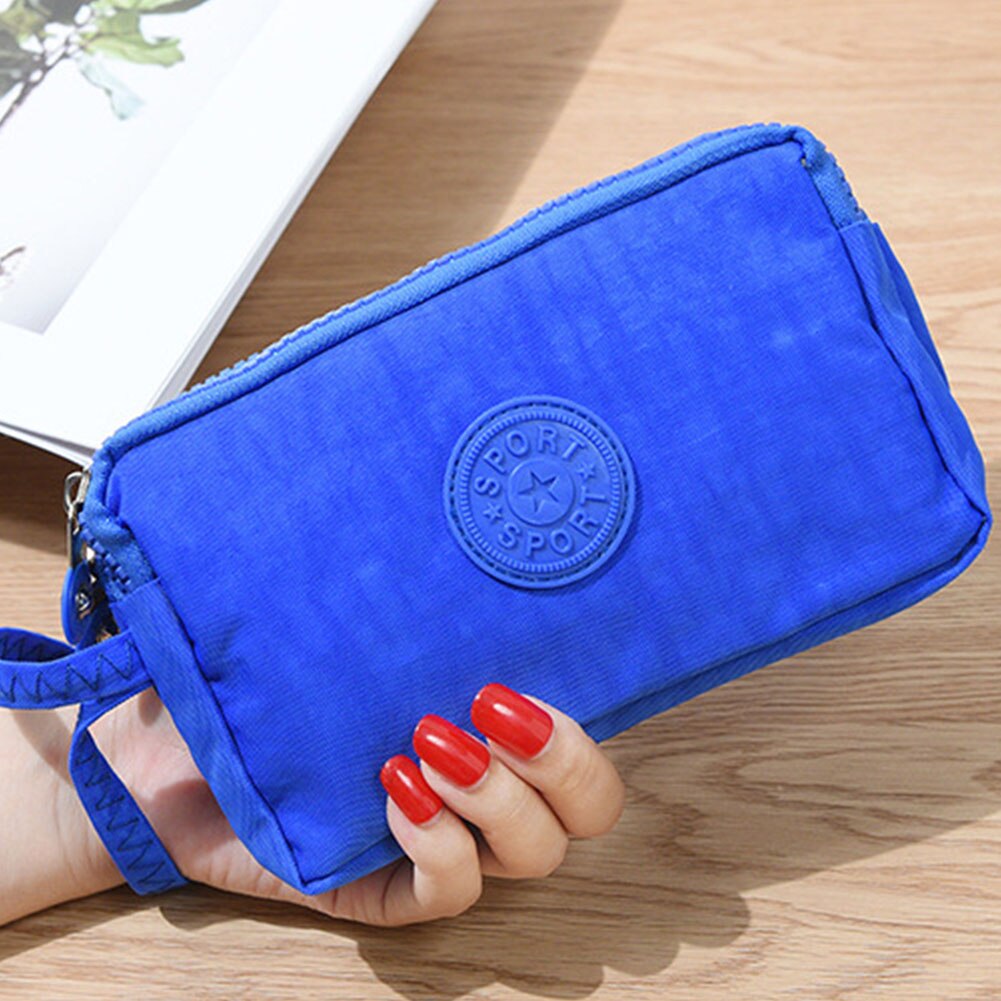 Neue Frauen Brieftasche Dame Leinwand Kupplung Münze Telefon Karte Halter Tasche Lange Geldbörse Brieftasche Abend Handtasche Make-Up Tasche: Royal Blue