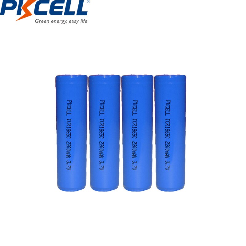 2PC/4PC PKCELL 18650 3.7V Li-ion battery lithium rechargeable battery high drain batteries 2200mah ICR 18650 flashlight batteria: 4PC