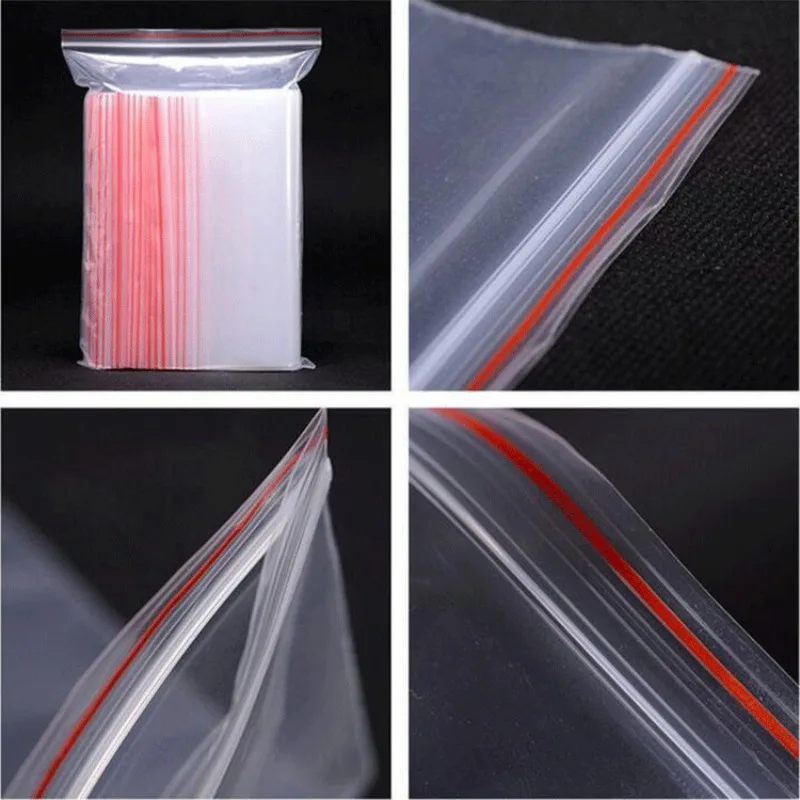 Self Sealing Clear Plastic Poly Bag Resealable Zip Bags Food Storage Pill Jewelry Package Reclosable Vacuum Fresh Sack