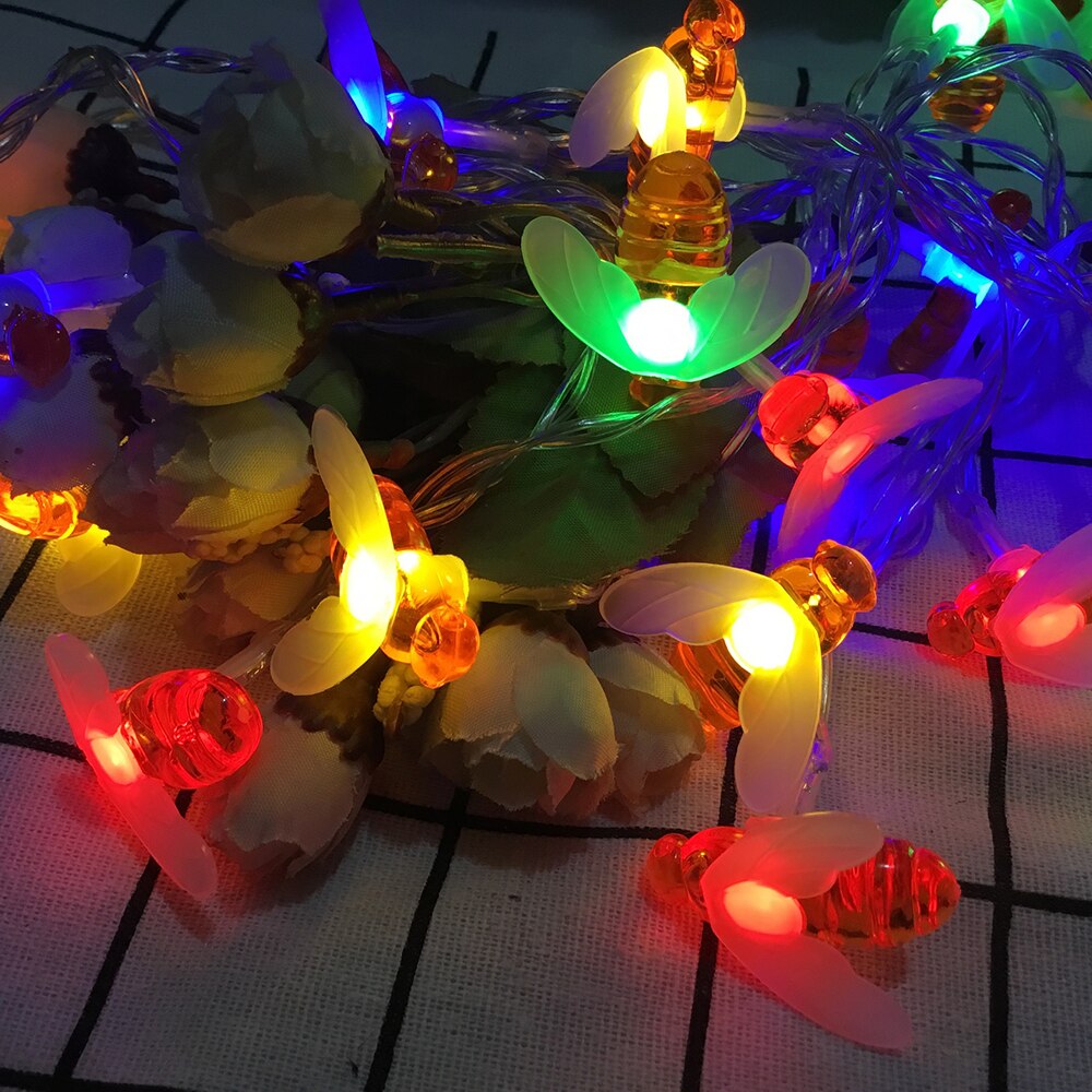 USB/Battery/Solar Powered String Lights Waterproof 20 Cute Honeybee LED Lights Home Outdoor Party Garden Garland