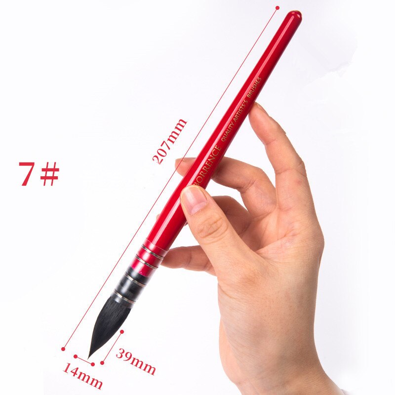 Pincel de pelo de ardilla para pintura de Acuarela, Pinceles puntiagudos de para acuarelas, 1 unidad: number 7