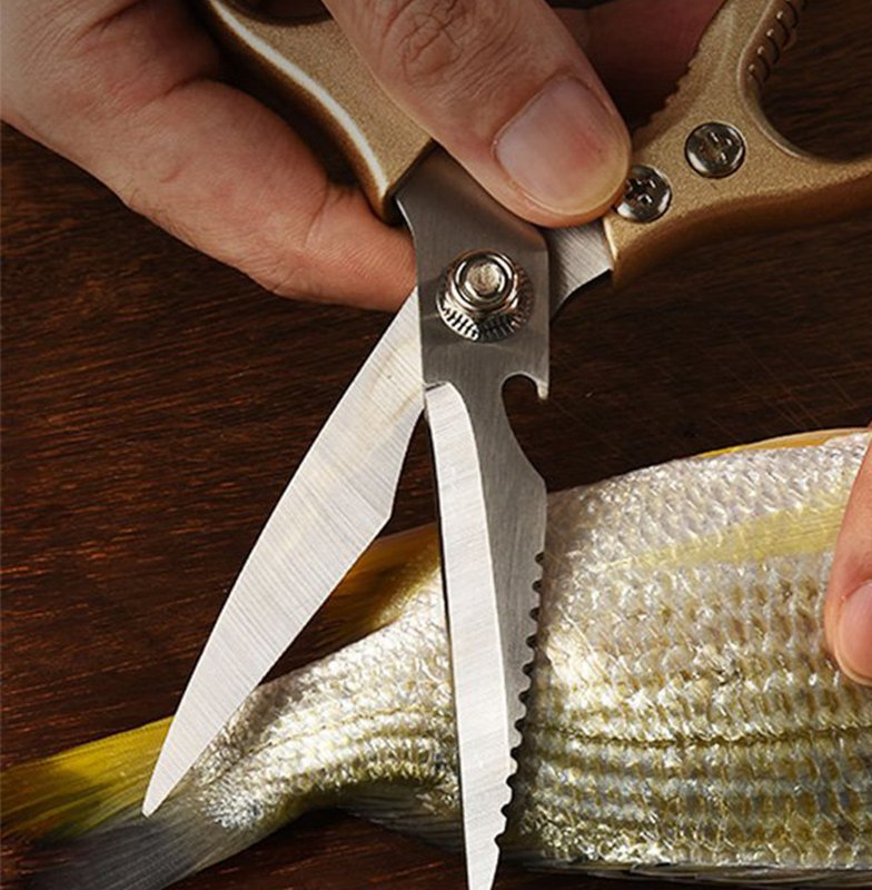 Kata 2Pcs Keuken Schaar Kip Bone Keuken Scharen, eend Vis Cutter Rvs Vis Schaar Schaal Schoon Kok Schaar