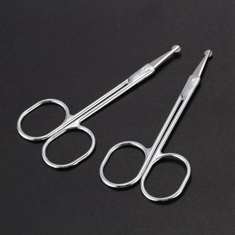 Tijeras de seguridad multiusos con punta redonda para vello Facial, ceja, barba, bigote y recorte de 2 uds.