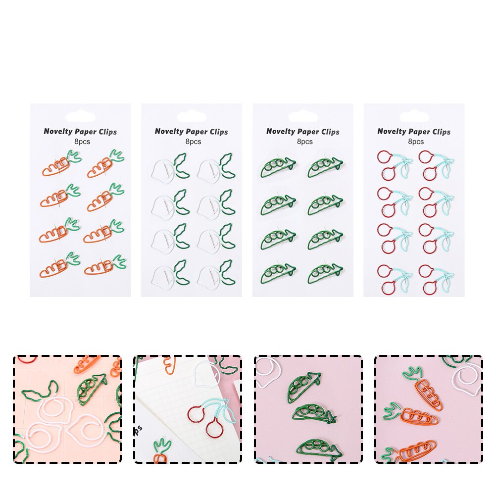 32pcs Office Paper Clips Metal Clips Cartoon Paper Clamps for Office Use: Default Title
