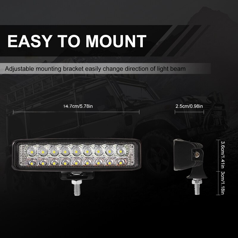 6 inch led werklampbalk, schijnwerper, mistlampen voor auto, suv, offroad, vrachtwagen