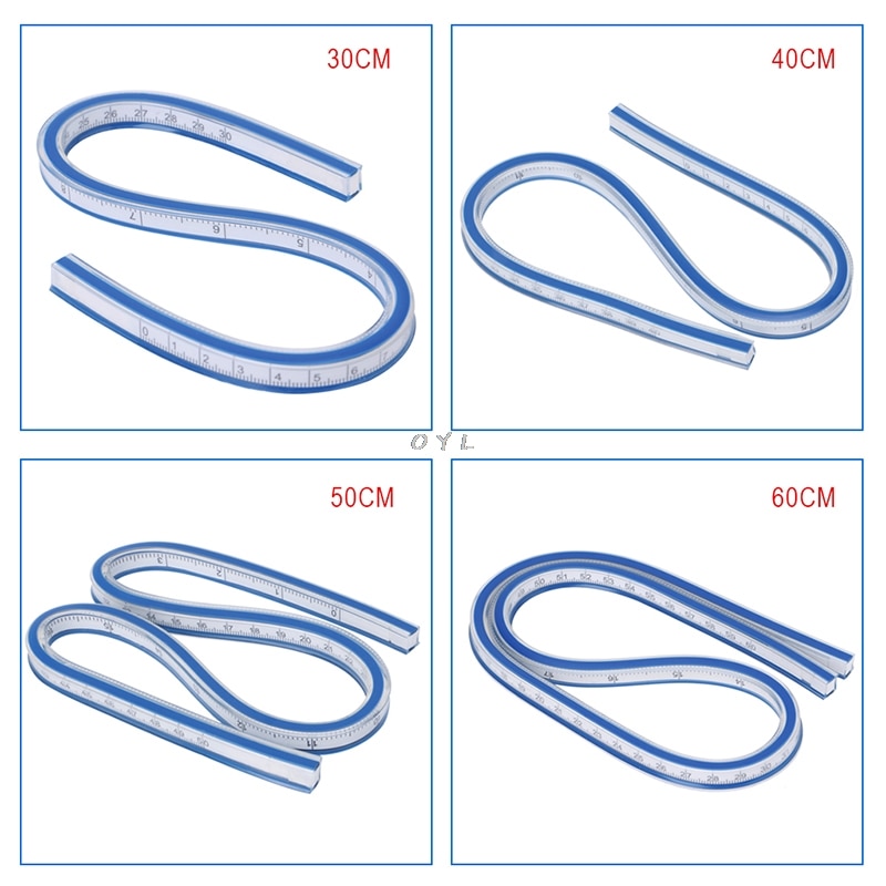 Flexible Curve Ruler Drafting Drawing Tool Plastic Vinyl 30cm 40cm 50cm 60cm