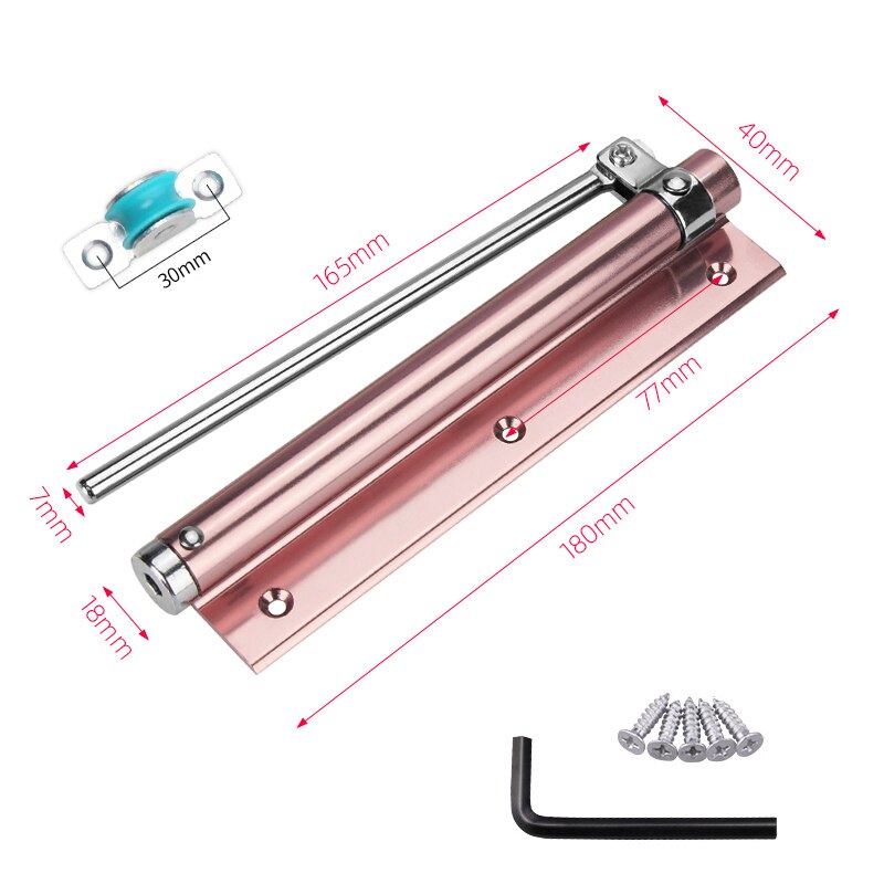 Cierre de puerta automático ajustable, dispositivo de cierre de puerta automático con resorte, de aleación de aluminio, adecuado para muchos tipos de puertas: Rose gold