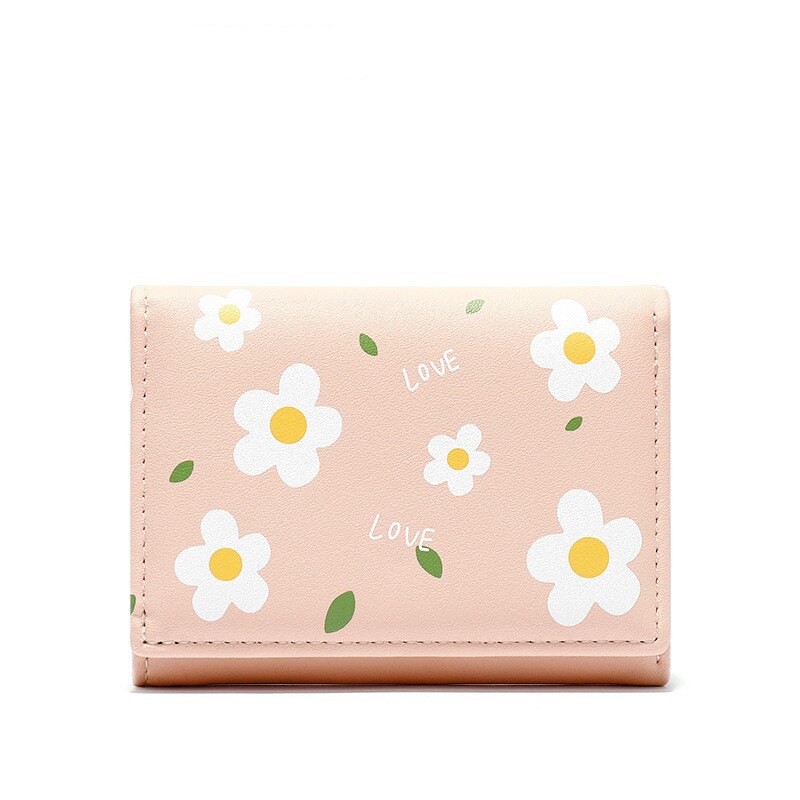 Bycobecy Flowers Printed Women Wallet Three-Fold Card Holders Small Fresh Short Wallet Ladies Wallet