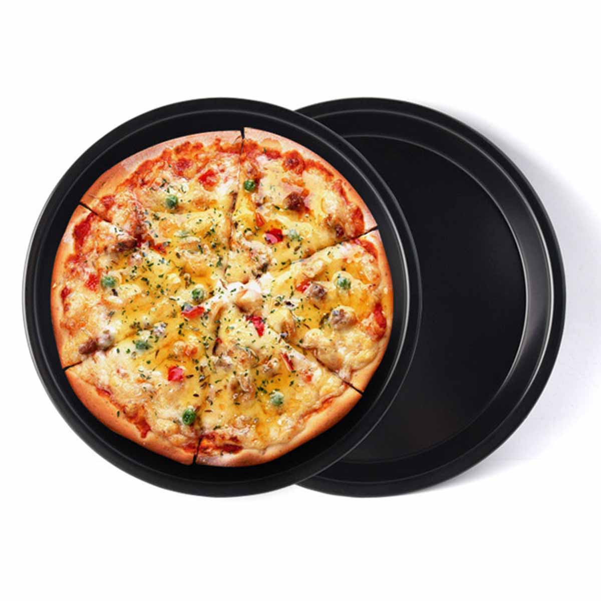 Stainless Steel Pizza Oven Baking Black Non-stick Baking Pan Mold Plate Round PRE