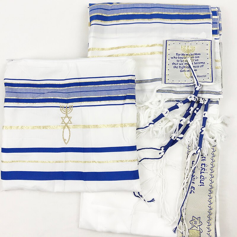 Tallit Prayer Shawl Cotton Tallit Tzitzit for Prayer Wash &amp; Iron Bar Mitzvah Big size