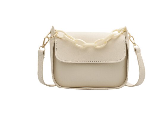 Einfarbig Kleine PU Leder Umhängetaschen Für Frauen Sommer Acryl Kette Dame Reise Schulter Bote Handtaschen: Weiß