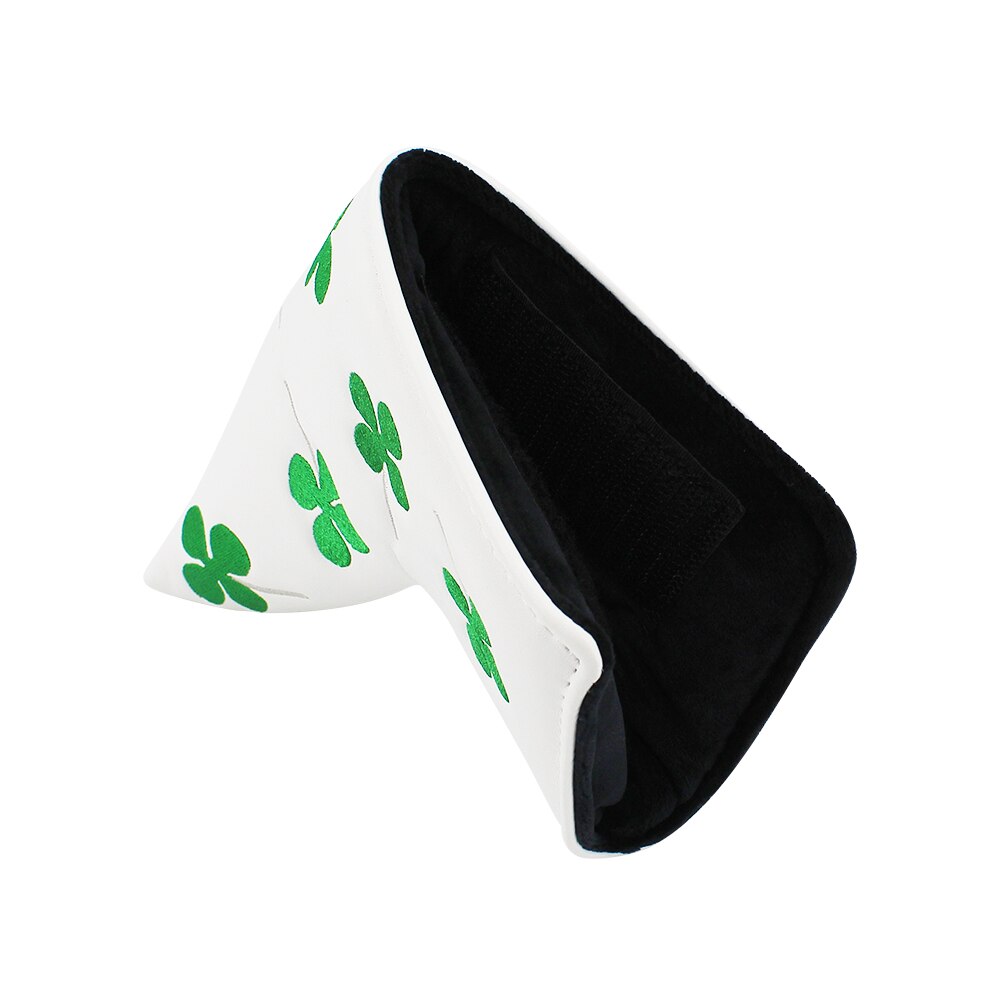 Held og lykke firkløver golf putter cover til mallet blade kølle vandtæt pu læder golf hoved cover hvid sort beskytter