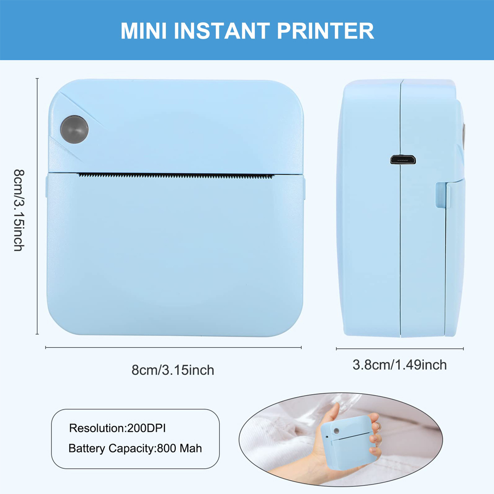 Mini impresora portátil de impresión térmica, máquina de impresión inalámbrica sin tinta, de bolsillo, autoadhesiva, para etiquetas y fotos