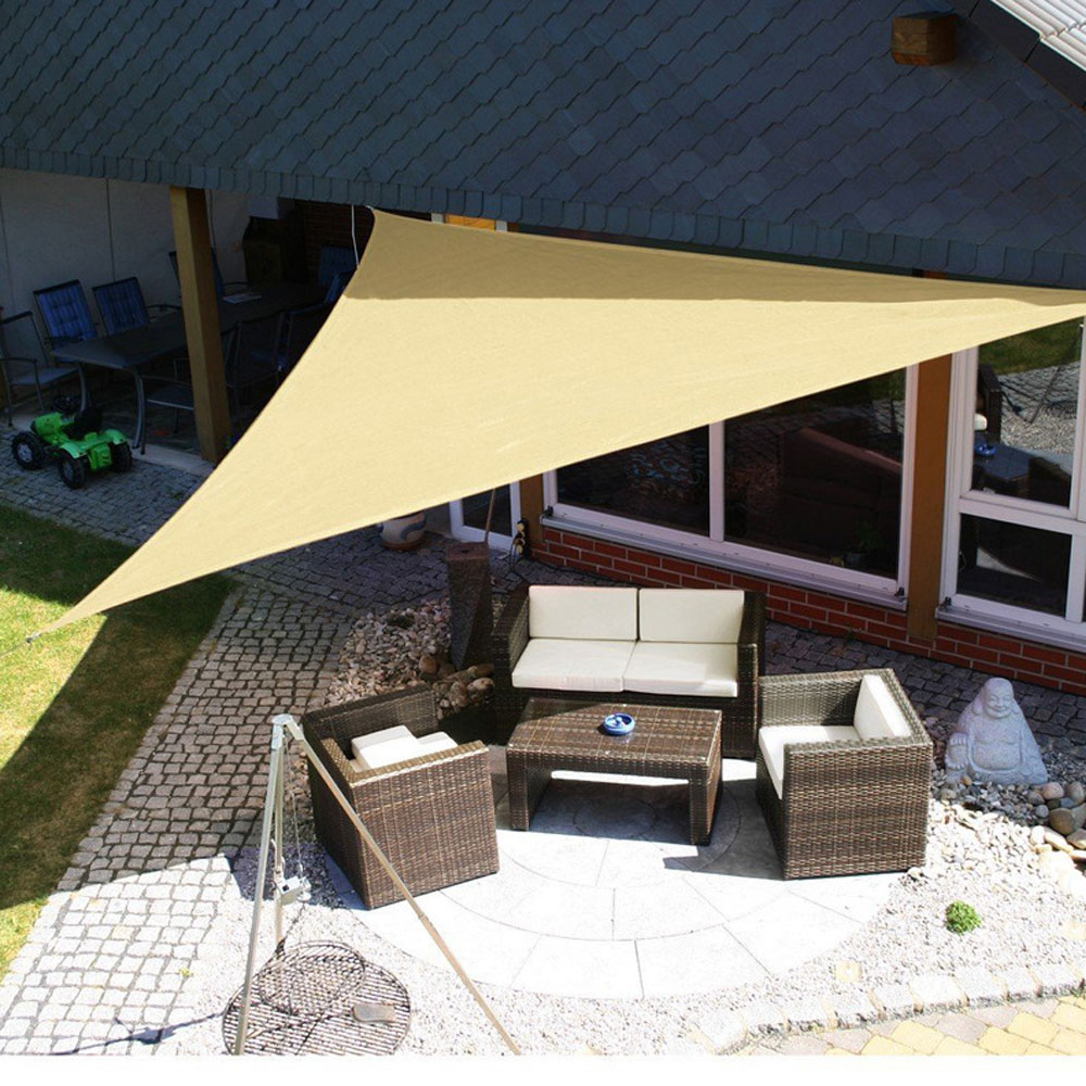 UV Waterproof Travel Awning Shade Sail Shade Canopy Gazebo Polyester Fabric Sun Shade Outdoors Shade Sail: sand yellow