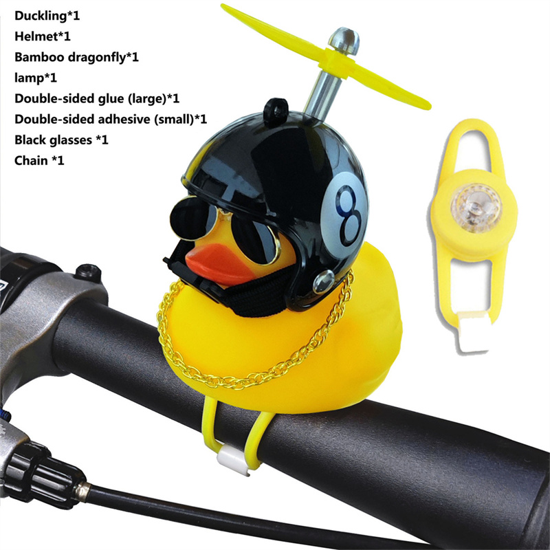 adulte enfants vélo cloche dessin animé petit canard jaune brillant VTT guidon canard tête lumière accessoires: Violet