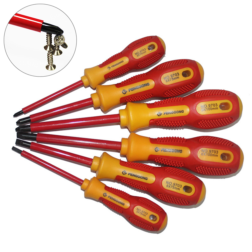 6/7/8Pcs High Voltage 1000V Schroevendraaier Kit Ingelaste Kruis Geïsoleerde Elektricien Schroevendraaier Kit Handgereedschap set Thuis Hand Tool