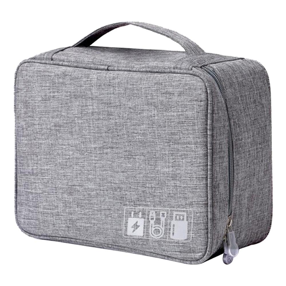 Acessórios eletrônicos cabo organizador saco de viagem carregador usb caixa de armazenamento au ajustável gancho e laço acolchoado divisores design: Gray
