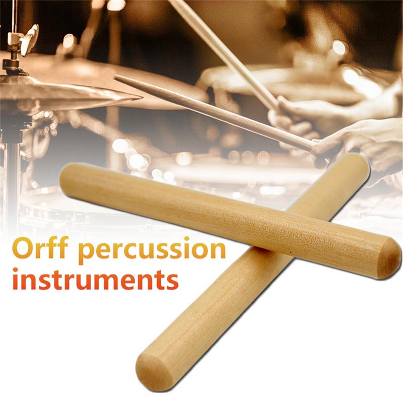 2 Pairs Classical Solid Hardwood Claves Percussion Instrument 8 Inch Rhythm Sticks Percussion
