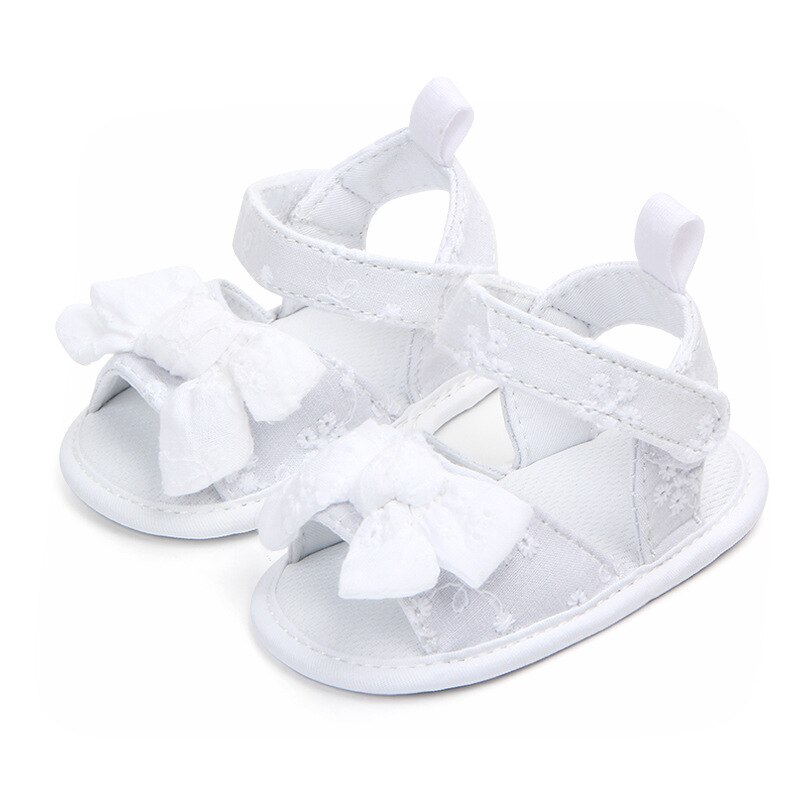 Neue Sommer Weiche Baumwolle Neugeborenen Baby Mädchen Sandalen Solide Rosa Weiß Spitze Prinzessin Baby Schuhe nicht-Unterhose Weiche Sohle erste Wanderer