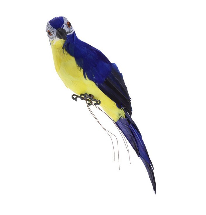 Sztuczna papuga realistyczna symulacja piór ptaków figurki ogrodowe ozdoby ogrodowe rzeźba robić dekoracji domu na imprezę: Niebieski / 25cm