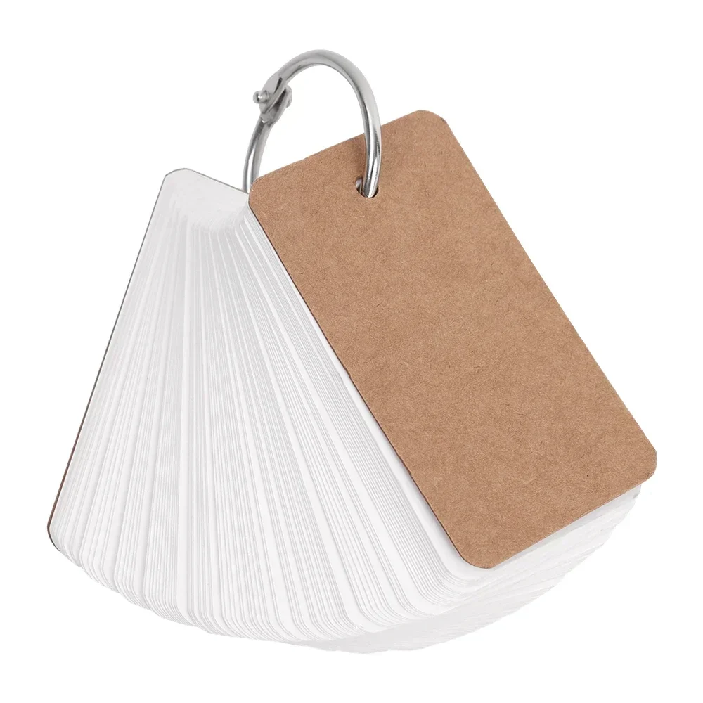 400-100Sheets Flash Cards Portable Index Cards with Ring Study Note Memo Pad Kraft Paper Notecards for Studying School Supplies: Yellow