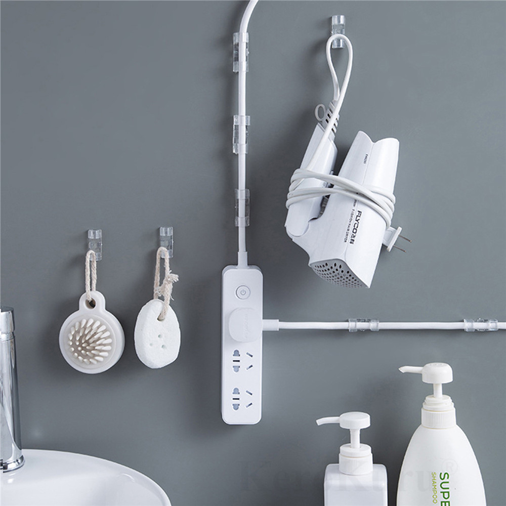 Organizador de cables, Clips acrílicos para cables, gestión de cables, soporte para enrollador de cables, organizador de cables adhesivo reutilizable, soporte para cables de TV y PC