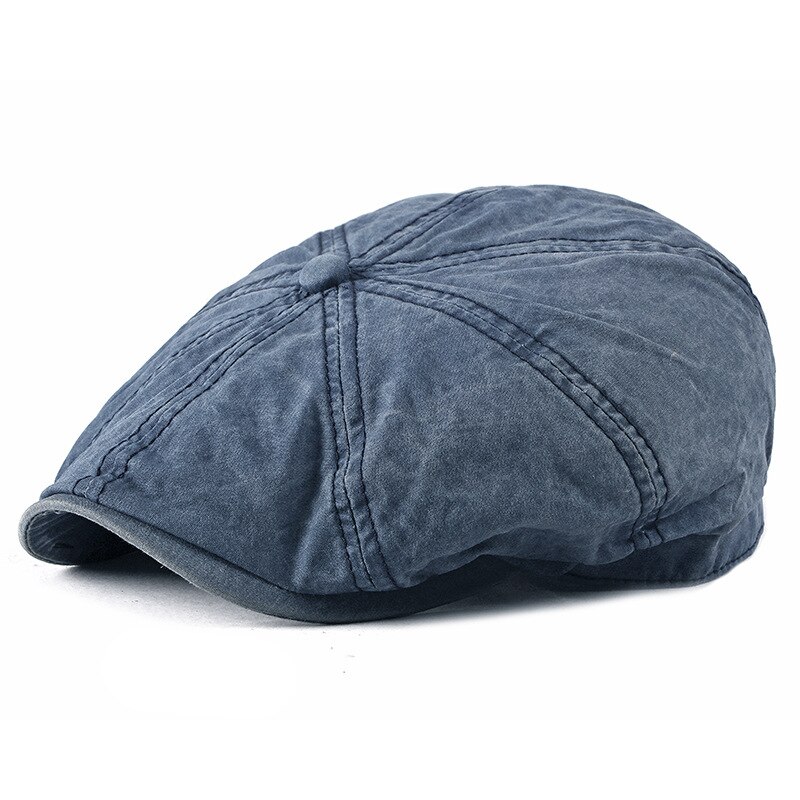 Gorros octogonales informales de ocho hojas para hombres, gorras de vendedor de periódicos, sombreros de pintores, boinas de algodón, gorras planas de espiga, Gavroche de 58-60cm: Blue