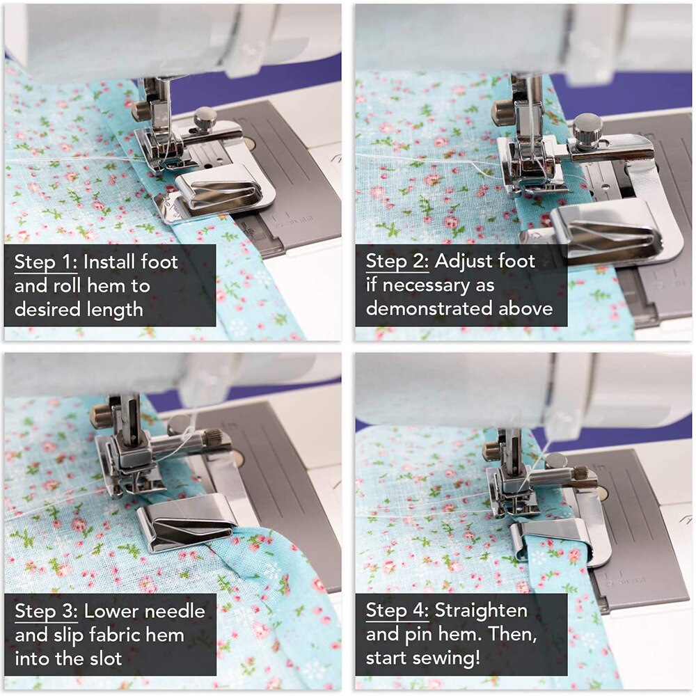 6Pcs Rolled Hemming Presser Foot Adjustable Wide Rolled Hem Foot with Narrow Foot Hemmer Set for All Low Shank Sewing Machine