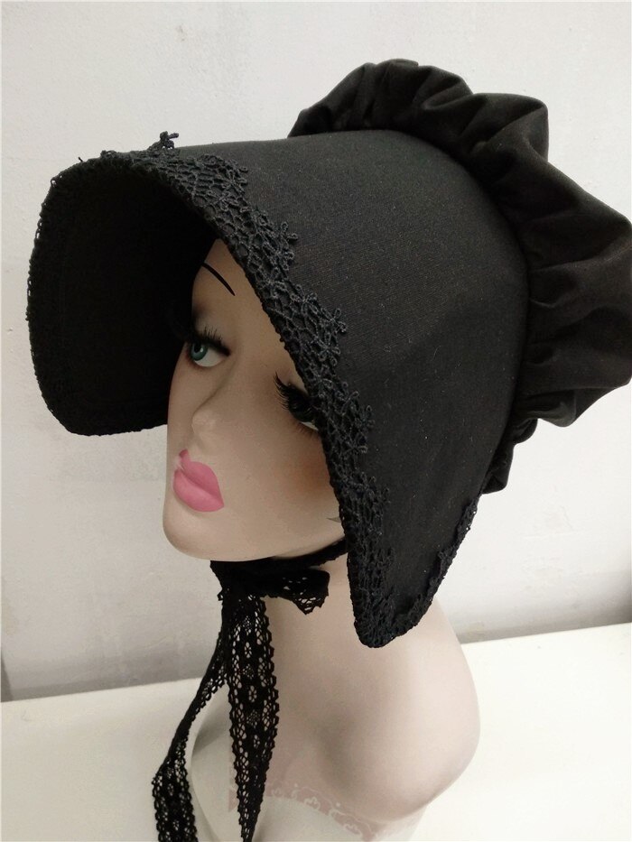 Gorros de algodón y lino para mujer, sombrero de pescador europeo Medieval, Vintage, Hepburn, , británico, Primavera, Otoño e Invierno: Black Version 2