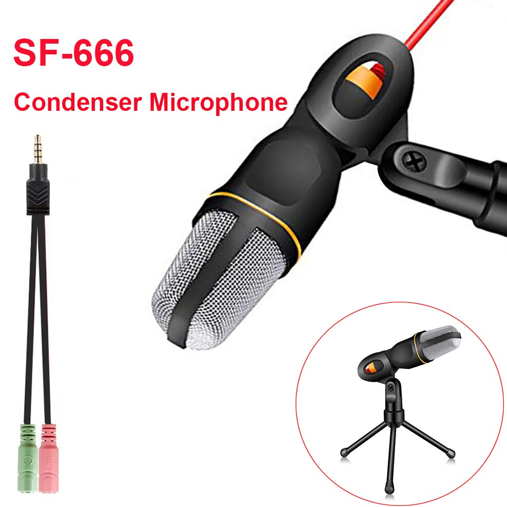 Condensator Microfoon Voor Computer 3.5Mm Kabel Stereo Microfone Voor Podcast Zingen Opname Microfoon Met Desktop Statief Voor Telefoon