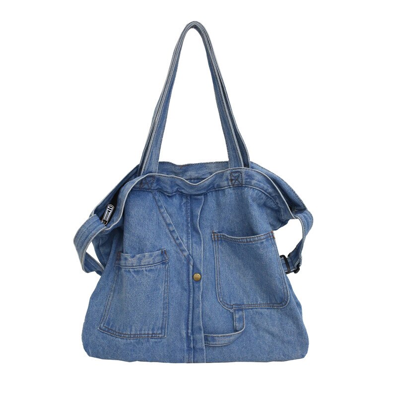 Denim Tas Meisje Grote Capaciteit Canvas Tas Vrouwen Messenger Bag Literaire Stijl Koreaanse Versie Van Tote Student schoudertas: Blauw