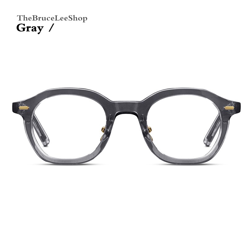 Acetate Leisure business Style Glasses Men Retro Vintage Prescription Glasses Women Optical Spectacle Frame polygon: gray