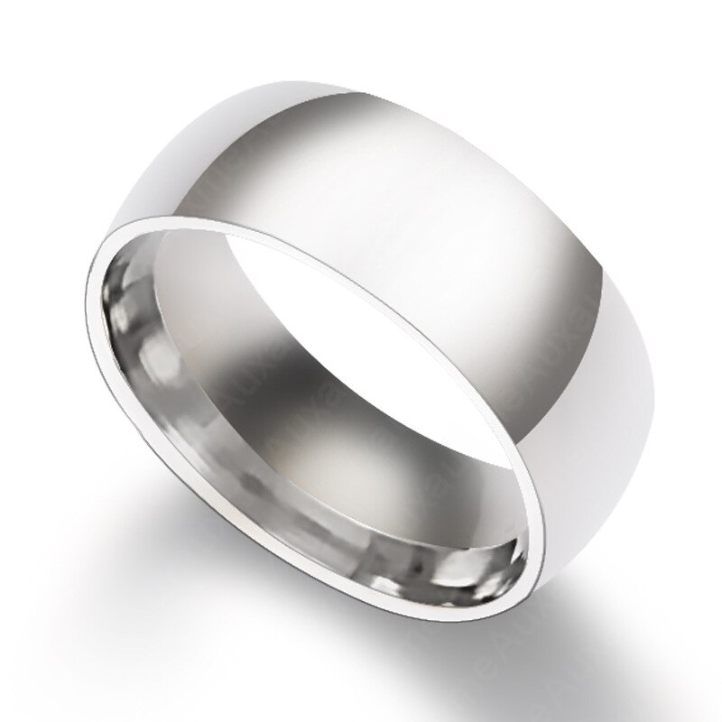 Auxauxme 8mm rustfrit stål skinnende poleret ring guld bryllup forlovelsesringe til mænd kvinder enkle smykker: 12 / Stål