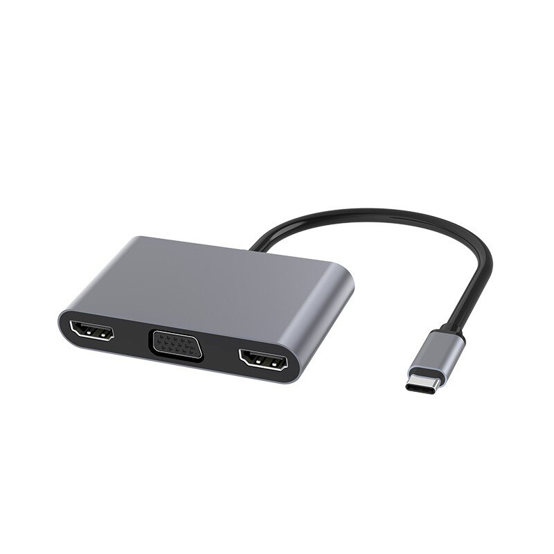 USB C Hub 5in1 zu Dual HDMI 4K VGA Verlängern Anzeige PD Ladung USB 3,1 Typ C Docking Bahnhof Adapter für MacBook Laptop TV