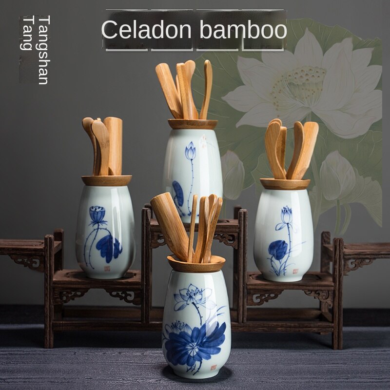 Bamboo Artwork Celadon Tea Ceremony Six Items Set Complete Set Kung Fu Tea Set Accessories Bamboo Tea Clip Tea Pin Tea Spoon