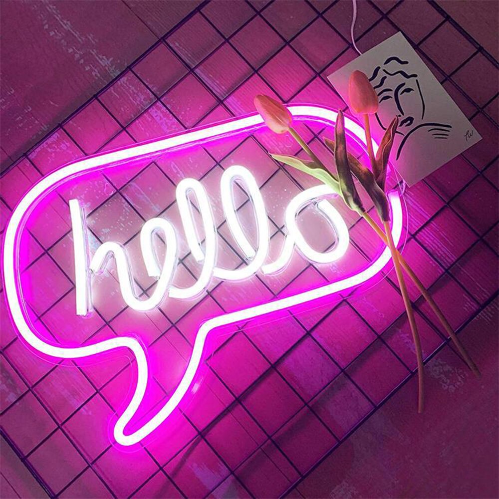 hello Neon Signs LED Poster Cool Store Wallpaper Neon lamp 5V USB Powered Indoor Lighting Wall Decoration leds neon light