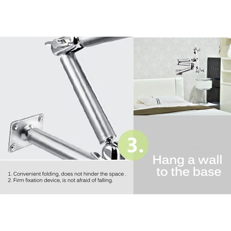 360 Adjustable Tablet Wall Mount Tablet Bracket Tablet Holder Flexible Aluminum Alloy Foldable Clamp Head For Desk Car Bed