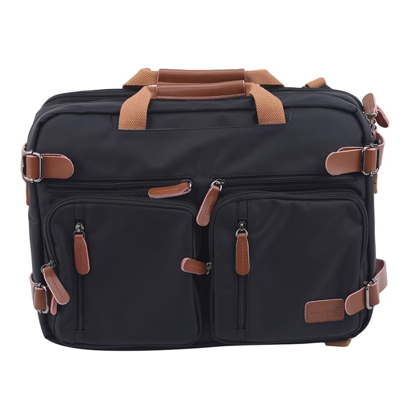 15 inch omvormbare aktetas heren zakelijke handtas messenger bag casual laptop multifunctionele reistassen voor mannen groot: Zwart