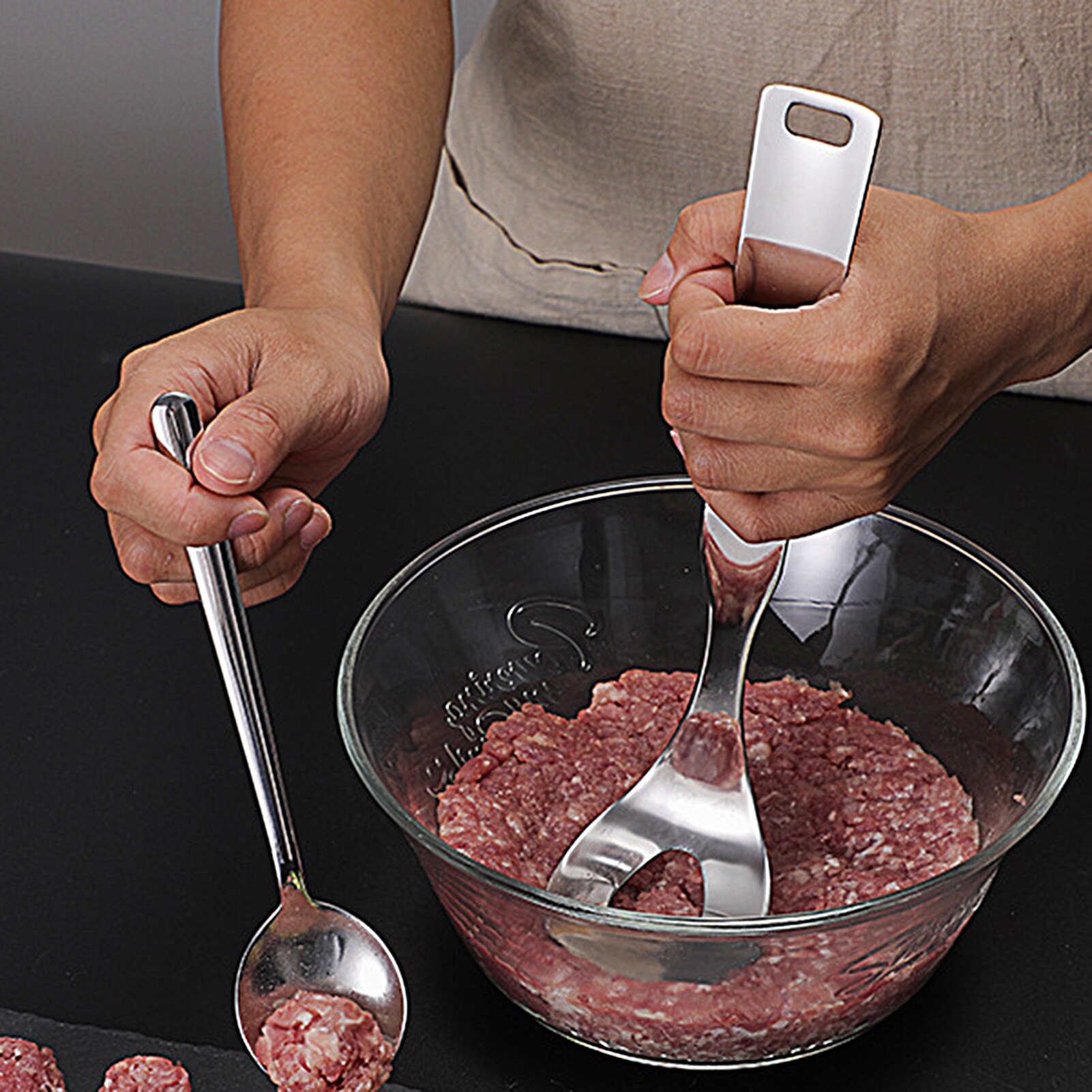 Rustfrit stål non-stick håndlavet frikadelle maker skimmel ske køkken gadgets