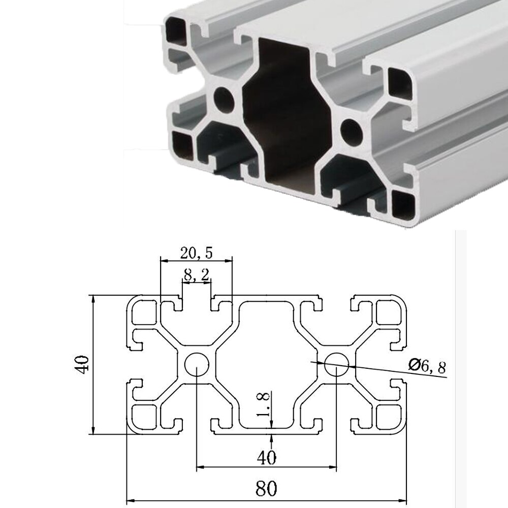 4080 Aluminum Profile Extrusion European Standard Anodized Linear Rail Aluminum Extrusion 4080 Profile for CNC 3D Printer Parts