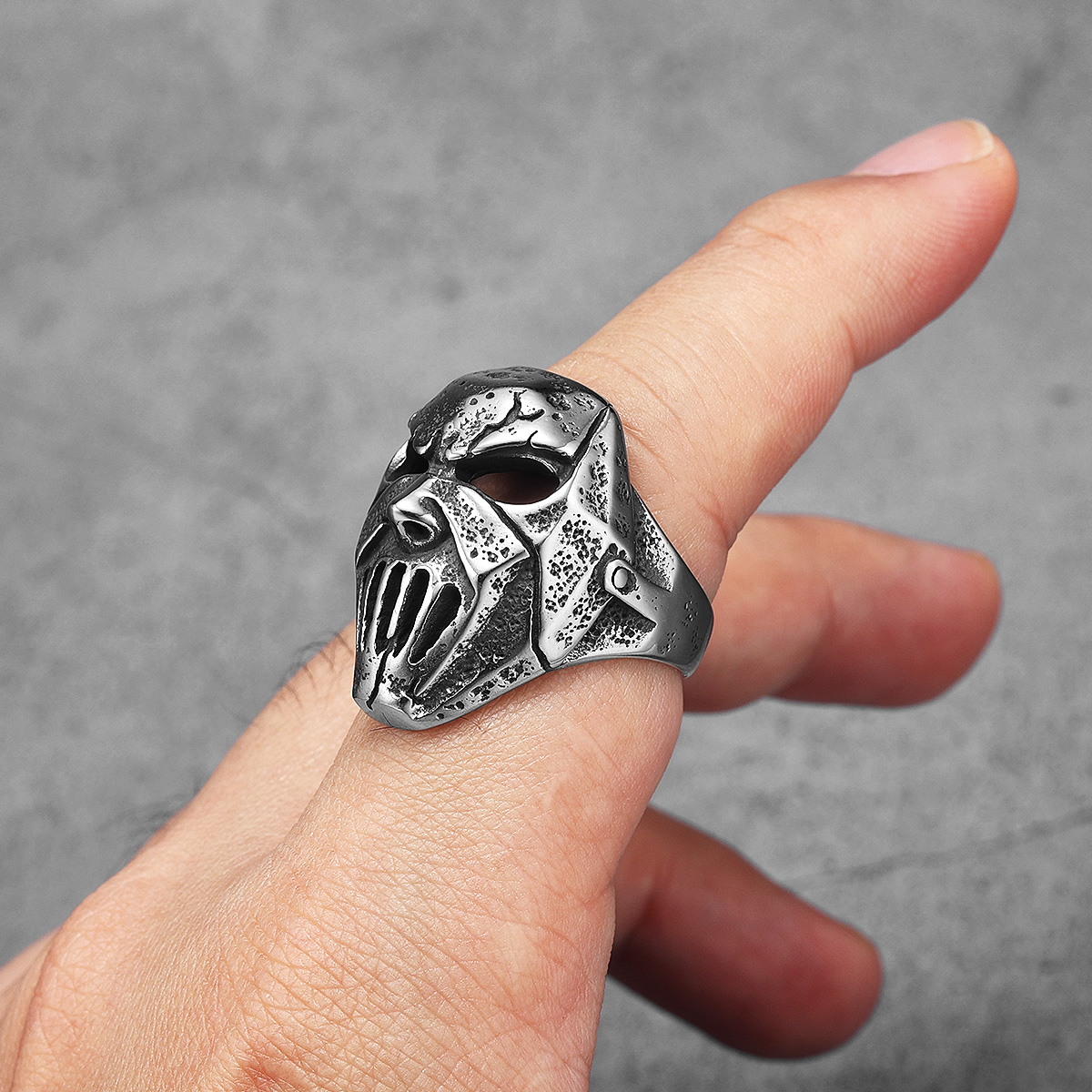 Rock Star masque crâne en acier inoxydable hommes anneaux Punk pour hommes femmes bijoux
